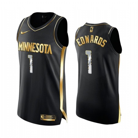 Maillot Basket Minnesota Timberwolves Anthony Edwards 1 2020-21 Noir Golden Edition Swingman - Homme